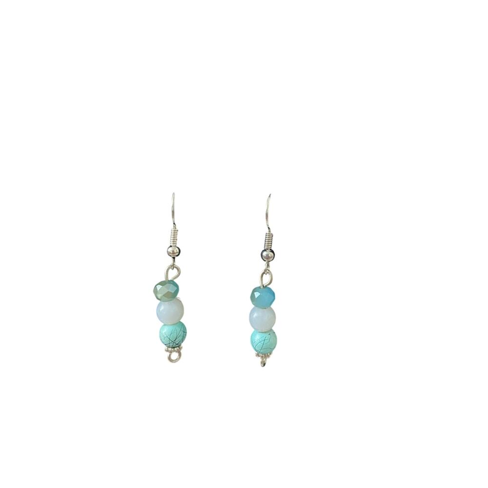 Handmade light blue bead earrings